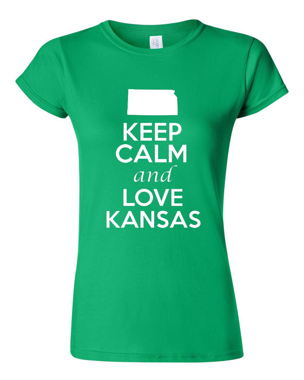 Junior Keep Calm and Love Kansas T Shirt Tee