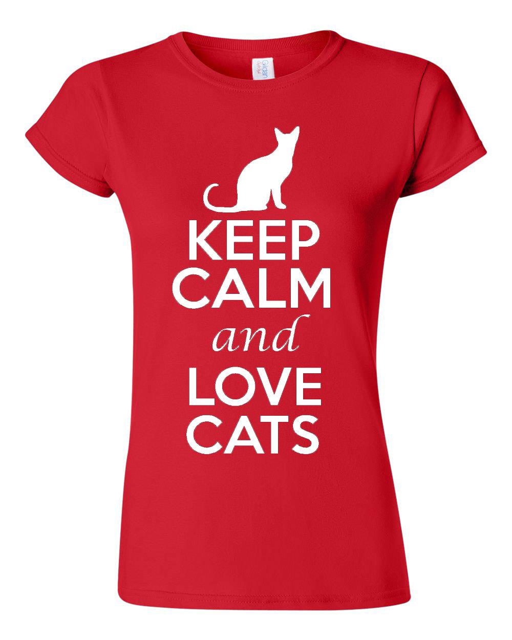 Junior Keep Calm and Love Cats T Shirt Tee