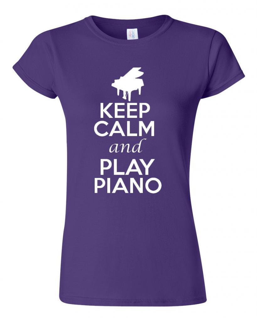 Junior Keep Calm and Play Piano T  Shirt Tee