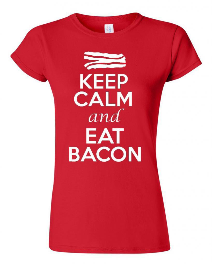 Junior Keep Calm and Eat Bacon Novelty T Shirt Tee