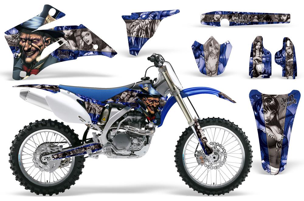 2006 2009|Yamaha|YZ|250F^^06 09|YZ|450F::AMRRACING MX Graphics Decal Kit Madhatter Blue Silver