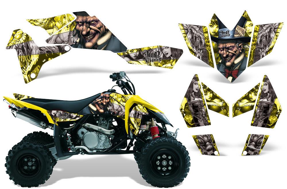 2006 2009|Suzuki|LTR|450::AMRRACING ATV Graphics Decal Kit:Mad Hatter Yellow Silver