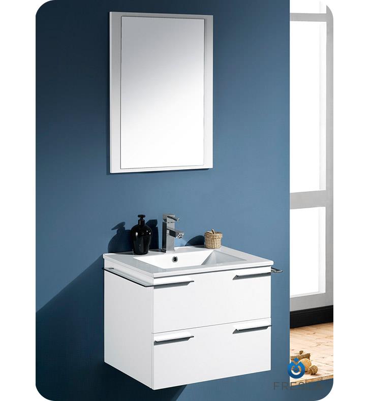 Fresca Cielo 24" White Modern Bathroom Vanity w/ Mirror