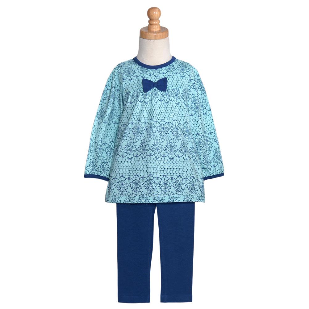 Absorba Baby Girls 12M Mint Green Navy Lace Pattern Legging Outfit