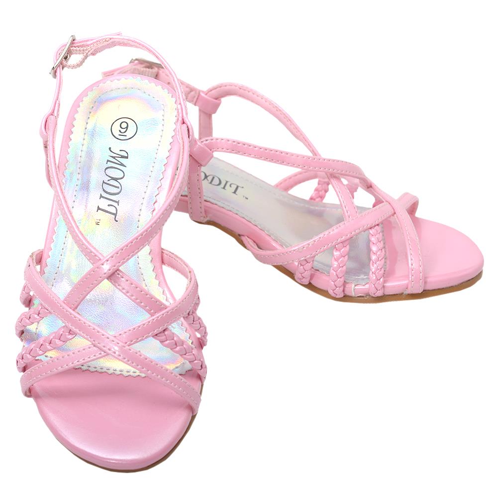 Toddler Girls 10 Pink Crossover Strap 1 Inch Kitten Heel Dress Sandal