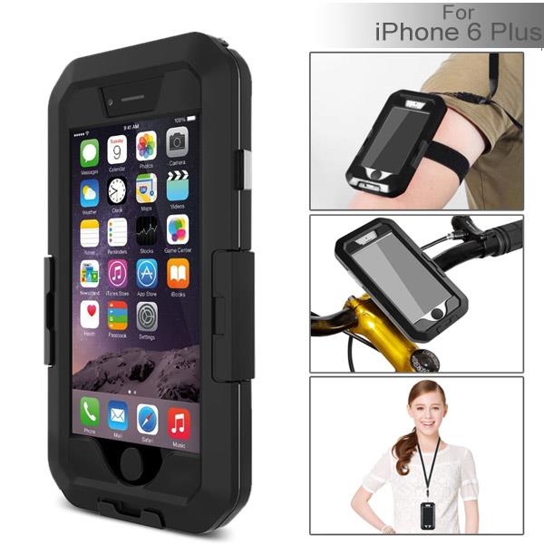 3 in 1 Waterproof Bicycle Mount Holder Case for iPhone 6 Plus   Black