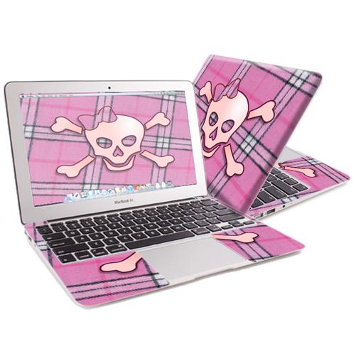MightySkins Protective Skin Decal Cover for Apple MacBook Air 13" with 13.3 inch screen Sticker Skins Pink Bow Skull