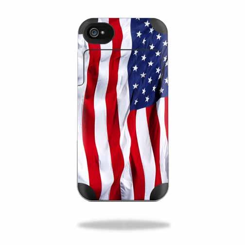 Mightyskins Protective Vinyl Skin Decal Cover for Mophie Juice Pack Air Apple iPhone 4/4S Battery Case wrap sticker skins American Flag 