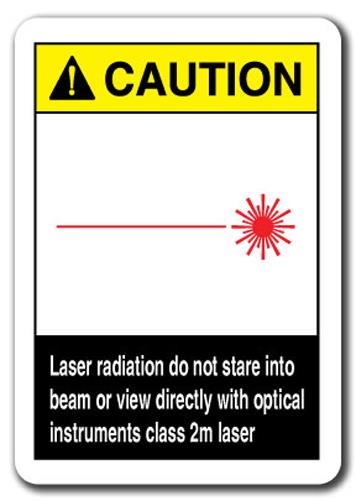 Caution Sign   Laser Radiation Do Not Stare Into Beam Or View Directly With Optical Instruments Class 2m Laser 7"x10" Plastic Safety Sign ansi osha
