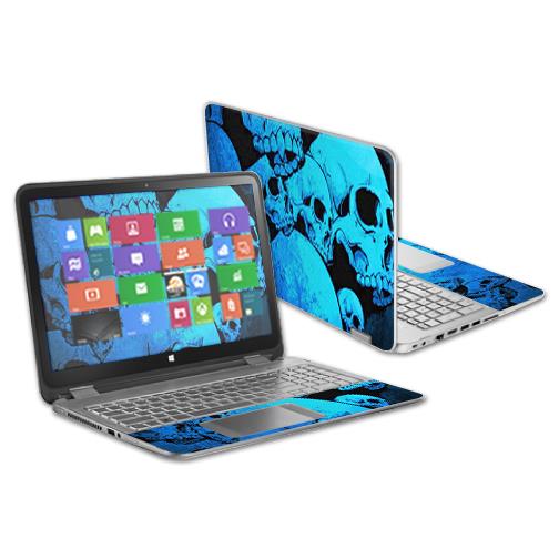 MightySkins Protective Vinyl Skin Decal Cover for HP Envy x360 15.6" (2014 Version) Laptop wrap cover sticker skins Blue Skulls 