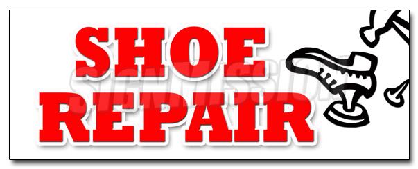 48" SHOE REPAIR DECAL sticker heels soles work luggage repair while wait