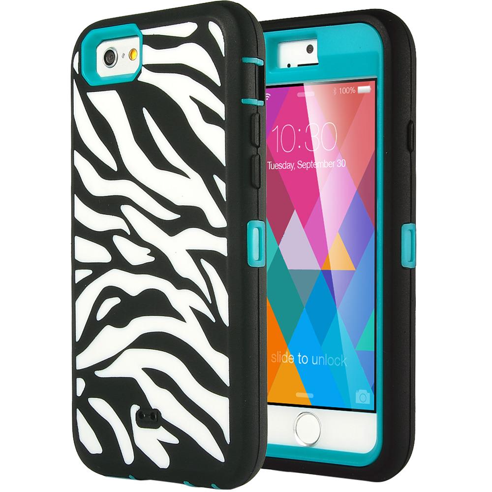 ULAK 4.7 Inches Zebra Skin Soft High Impact Case for iPhone 6   Zebra/Aqua Blue