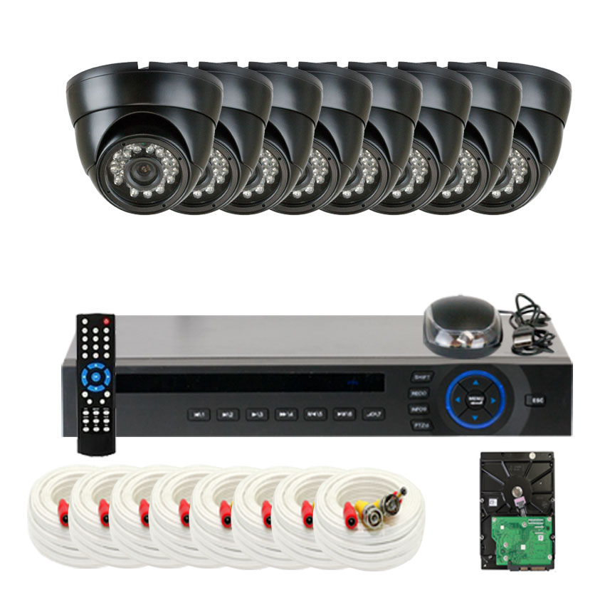 KGuard KG OT801 4HW227A 500G 8 Channel DVR Security System & 4 Cameras 600 TVL with Smartphone and Tablet Remote viewing