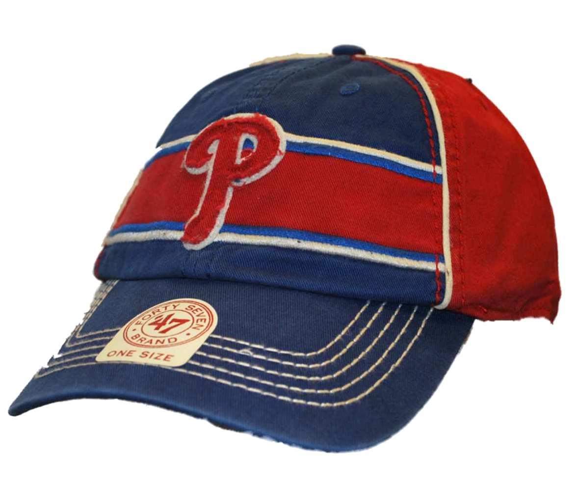 Philadelphia Phillies 47 Brand Blue Red Comanche Clean Up Adjustable Hat Cap