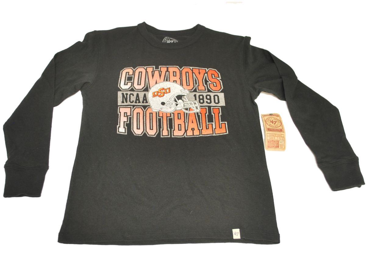 Oklahoma State Cowboys Football 47 Brand Youth Longsleeve Black T Shirt (S)