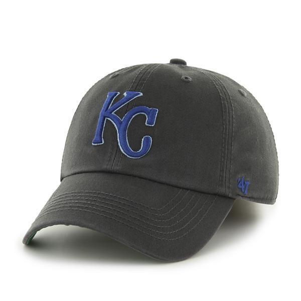 Kansas City Royals 47 Brand Charcoal Blue KC Franchise Fitted Hat Cap (M)