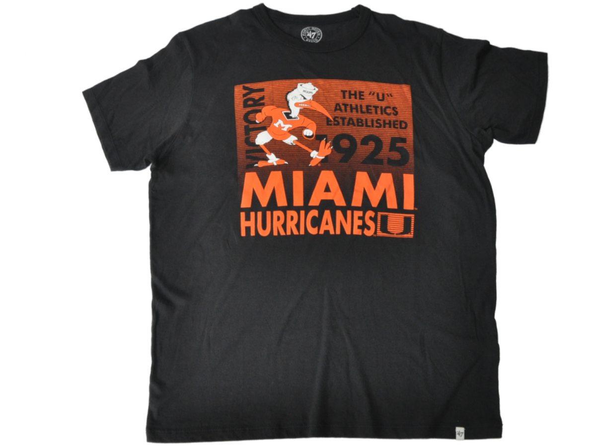 Miami Hurricanes 47 Brand Black Orange "U" Athletics 1925 Flanker T Shirt (M) 