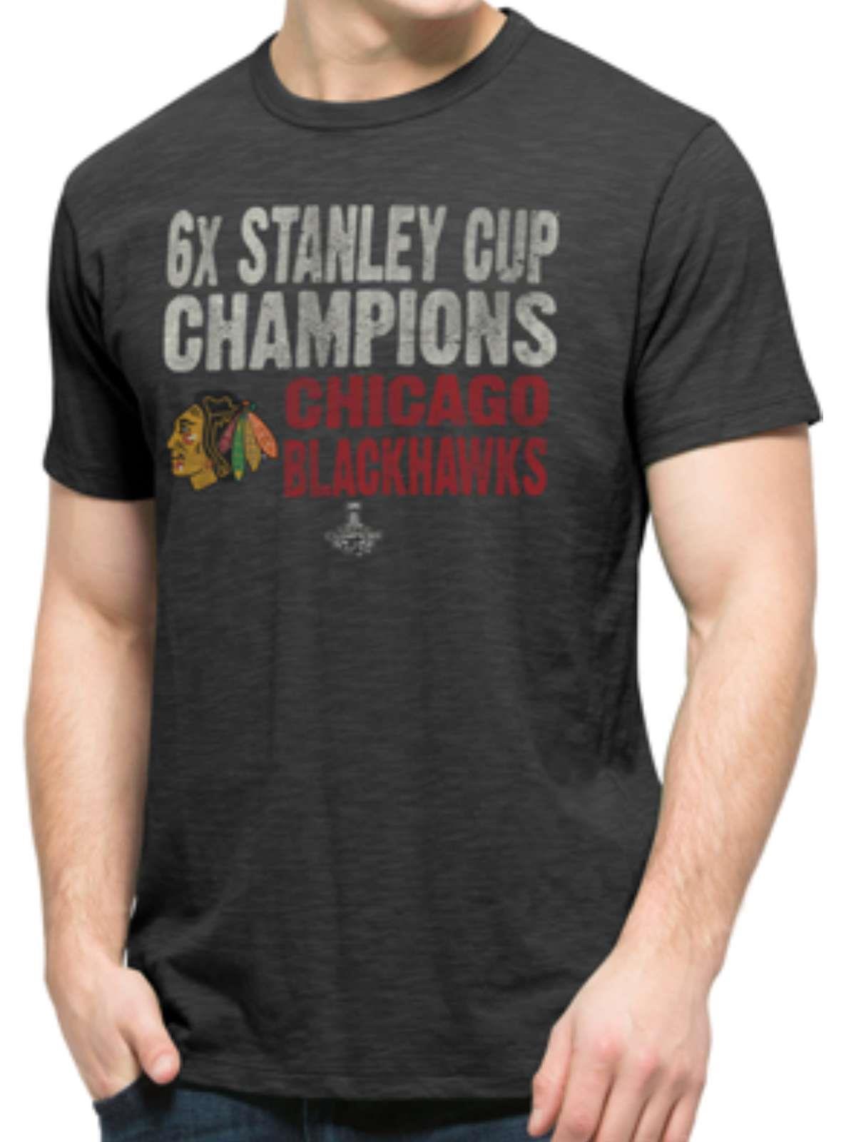 Chicago Blackhawks 47 Brand 6 Time NHL Stanley Cup Champions Scrum T Shirt (S)