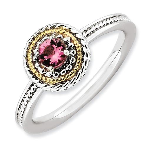 Sterling Silver & 14k Stackable Expressions Sterling Silver Pink Tourmaline, Size 5