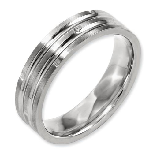 Titanium Grooved 6mm Satin Band, Size 12.5