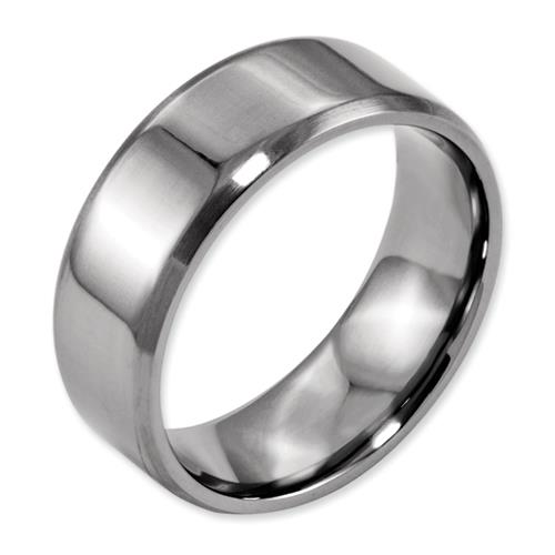 Titanium Beveled Edge 8mm Brushed And Polished Band, Size 12