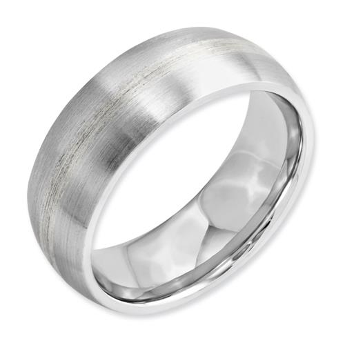 Cobalt Sterling Silver Inlay Satin 8mm Band, Size 7.5