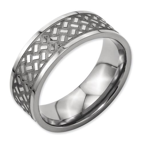 Titanium Weave Design 8mm Polished Band, Size 10