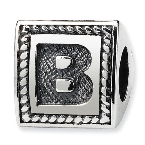 Sterling Silver Reflections Letter B Triangle Block Bead