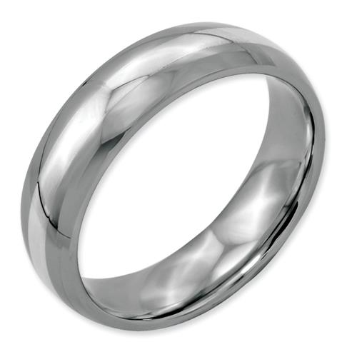 Stainless Steel Sterling Silver Inlay 6mm Polished Band, Size 9.5