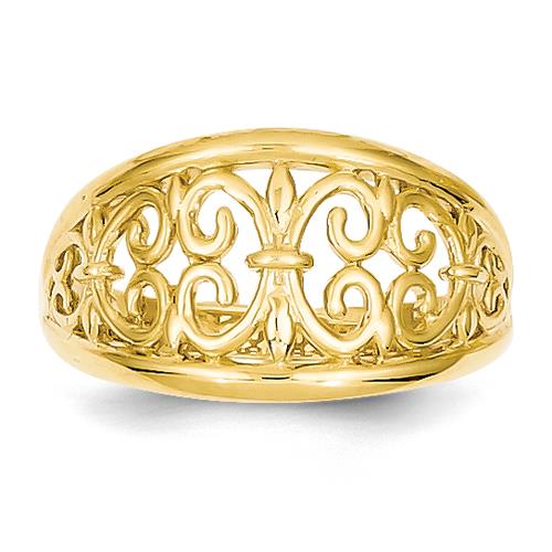 14k Fleur De Lis Tapered Ring, Size 7