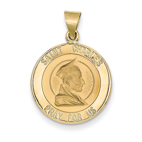 14k Polished And Satin St. Charles Medal Pendant