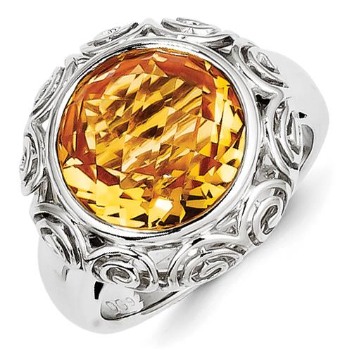 Sterling Silver Citrine Ring, Size 7