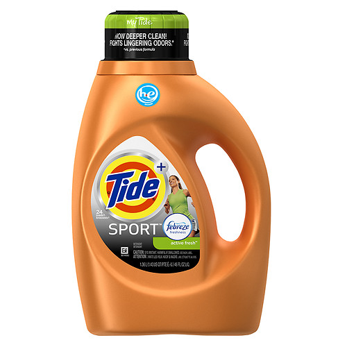 Tide Sport Plus Febreze HE Liquid Laundry Detergent, 24 Loads, Active Fresh 46 fl oz 1.36 l