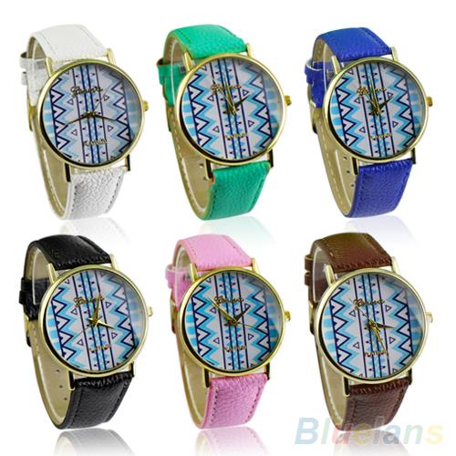 Women's Rhombus Pattern Wrist Watch Faux Leather Analog Quartz Wristwatch