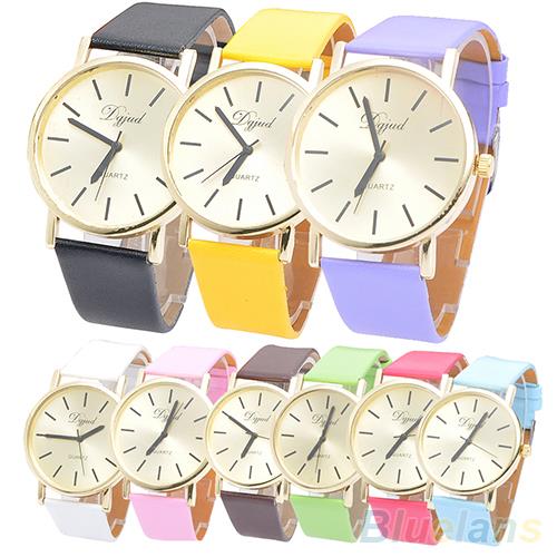 Women's Men's Fashion Geneva Faux Leather Band Quartz Analog Sports Wrist Watch