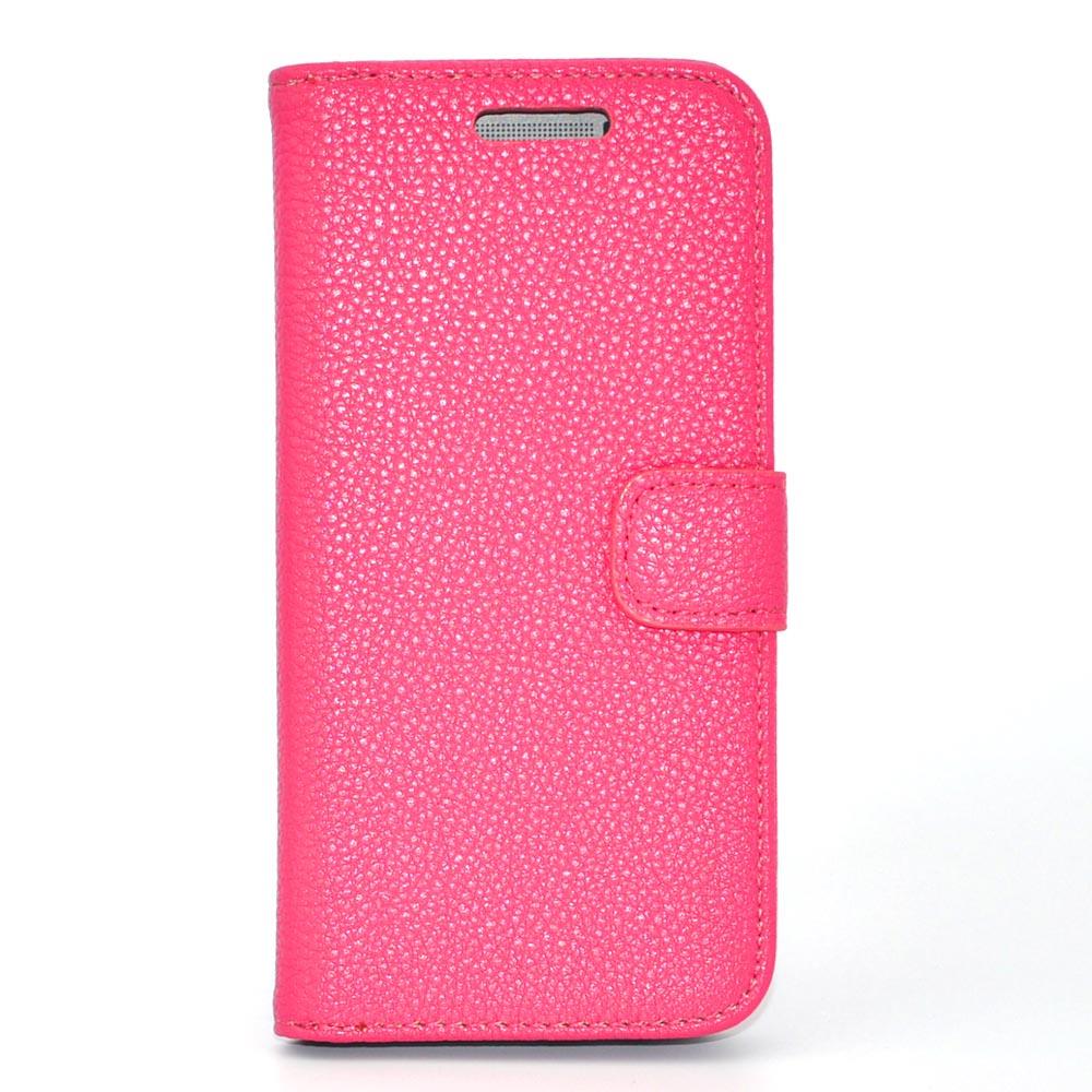 Apexel Lichee Folio Pattern Leather Wallet Pouch Protective Cover Case Skin with Card Slot for HTC One M8 Rose