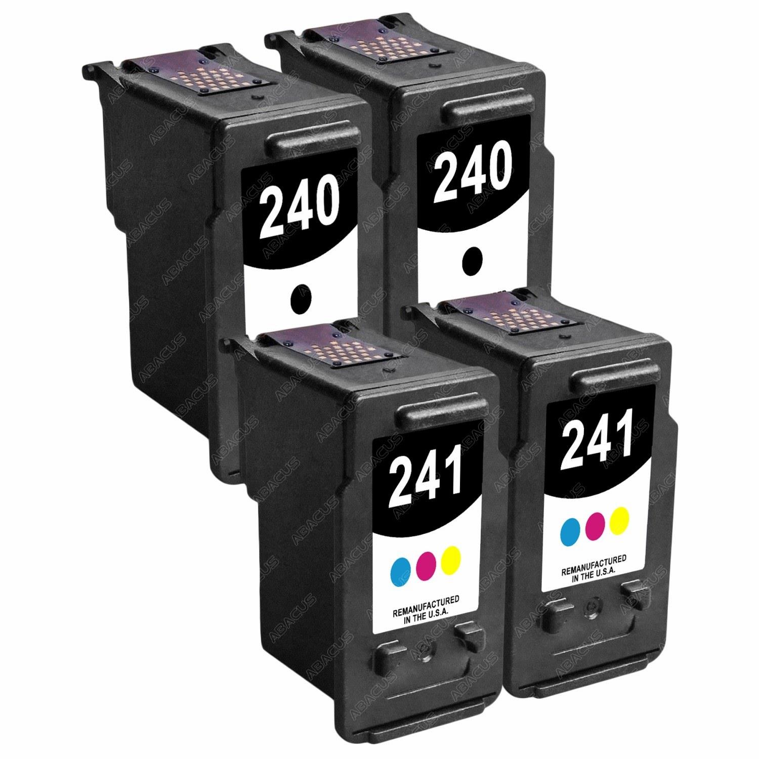 Refurbished 4 PACK Remanufactured Canon PG 240 / CL 241 (2 Black / 2 Color) Ink Cartridges for Canon PIXMA MG2120 MG2220 MG3120 MG3222 MG3520 MG3522 MG4120 MG3122 MG3220 MG4220 MX479 MX439 MX512 Printer