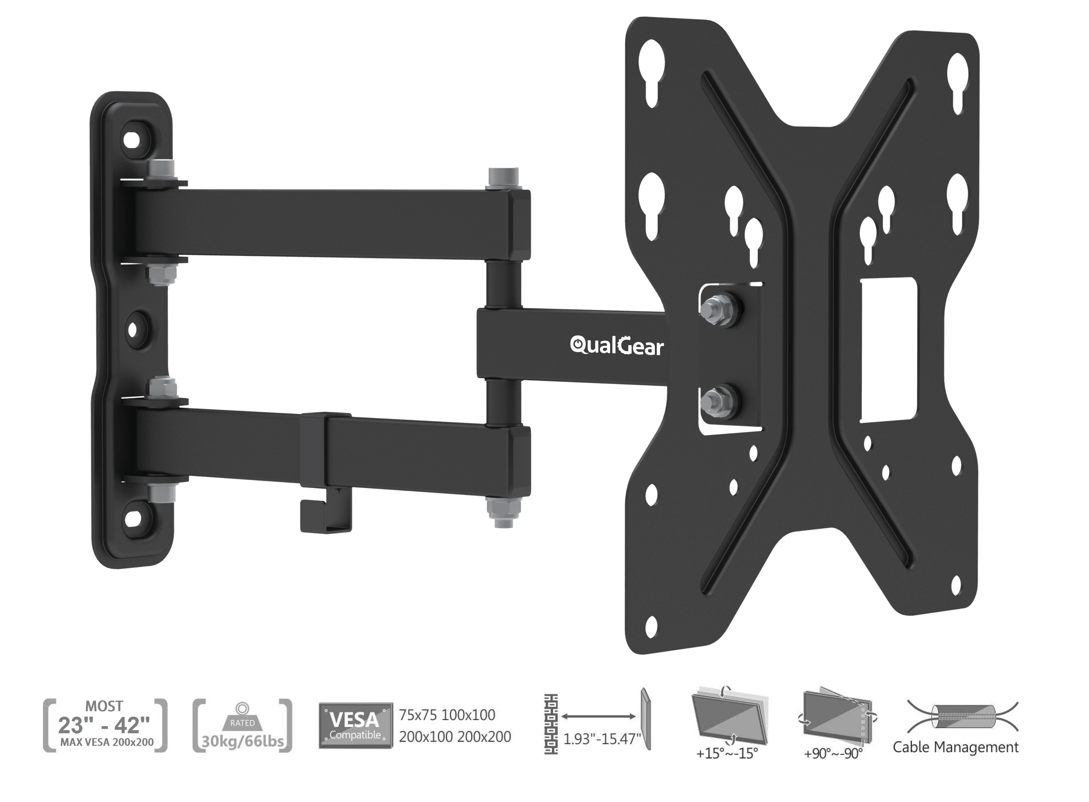 Rosewill RHTB 11007 Black Ultra Slim Low Profile 37" to 65" LCD LED Flat Panel TV Wall Mount 