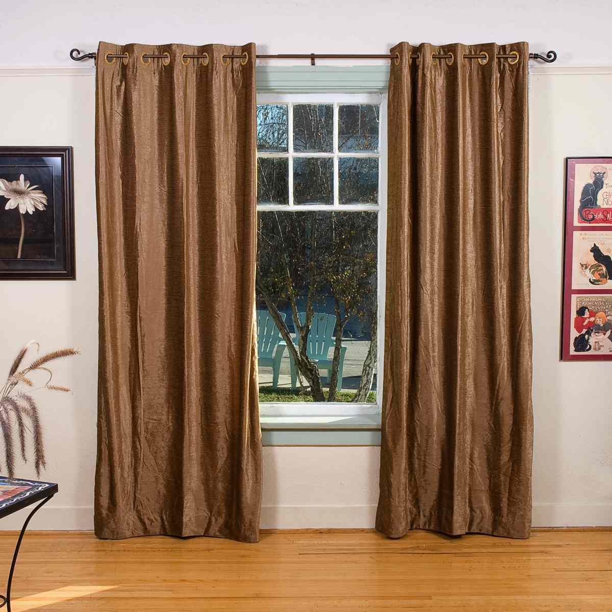 Taupe Ring / Grommet Top  Velvet Curtain / Drape / Panel     80W x 63L   Piece