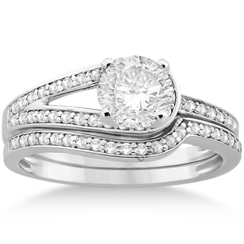 Love Knot Diamond Engagement Ring Set Platinum (0.32ct)