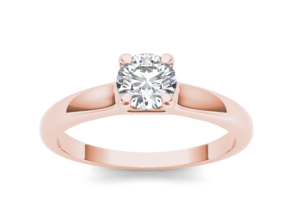 De Couer 14k Rose Gold 1ct TDW Diamond Solitaire Engagement Ring (H I, I2)