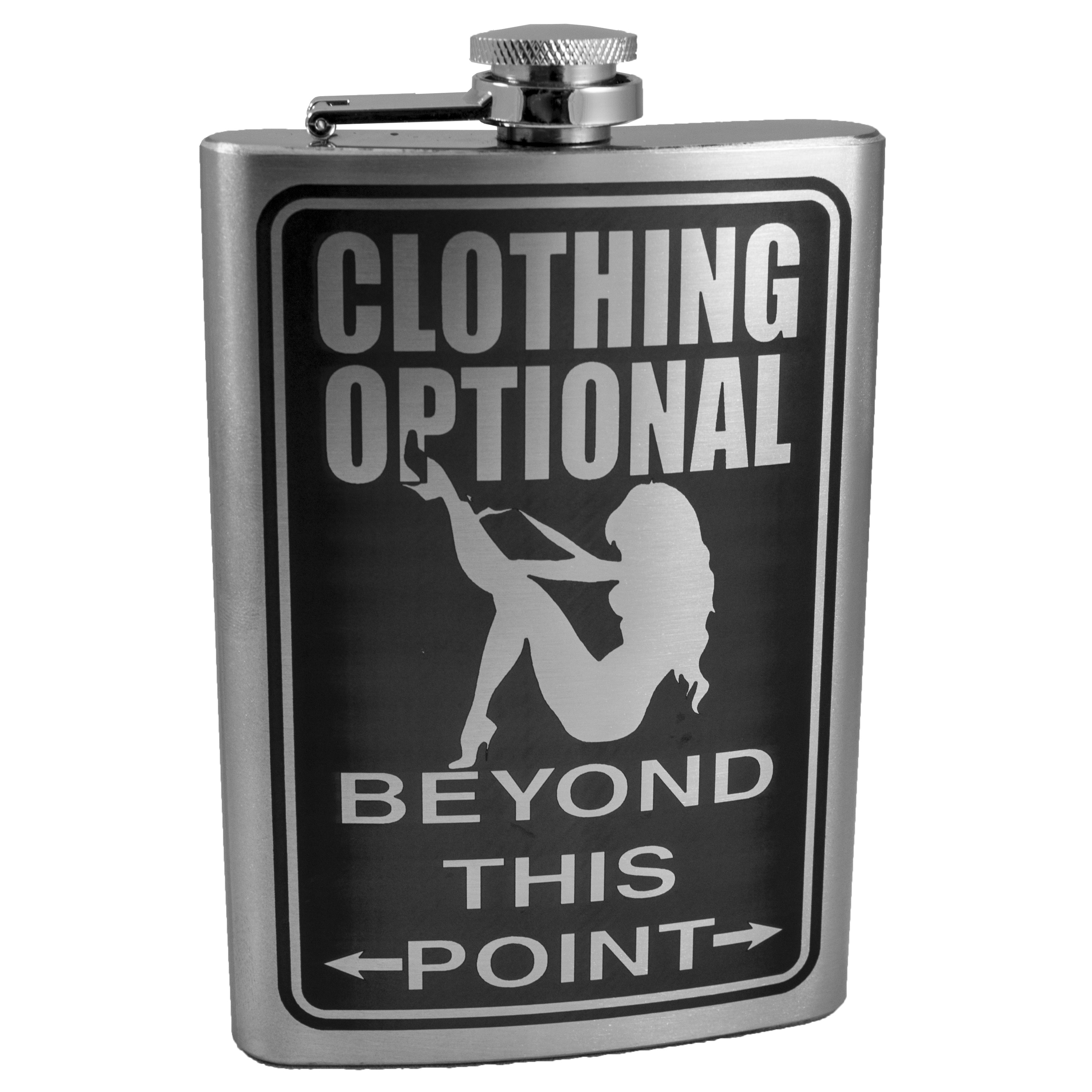 8oz Clothing Optional Beyond This Point Flask