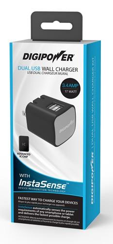 Digipower Wall Charger 3.4amp InstaSense 2 Port