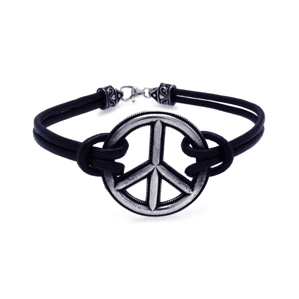 Women's Sterling Silver 925 Oxidized Peace Sign Bracelet  567 oxb00003