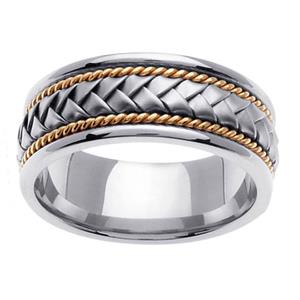 Men'S 14K Two Tone Gold Braided/Hand Woven Wedding Band (8.00Mm)