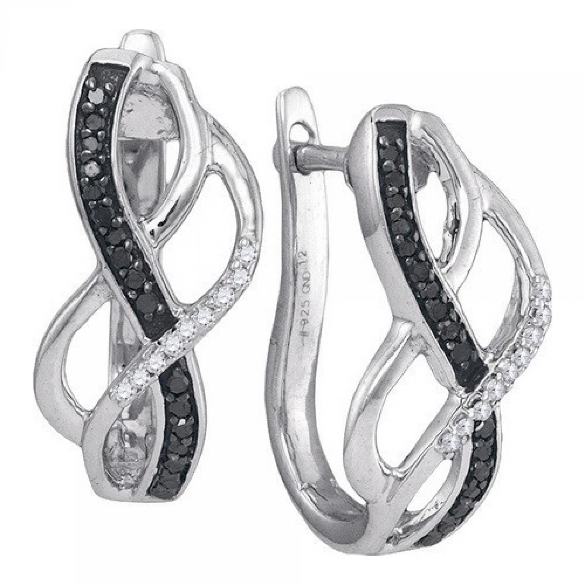 925 Sterling Silver 0.25 CTW Diamond Fashion Hoop Earrings   Size 3.396gram    #556 90187