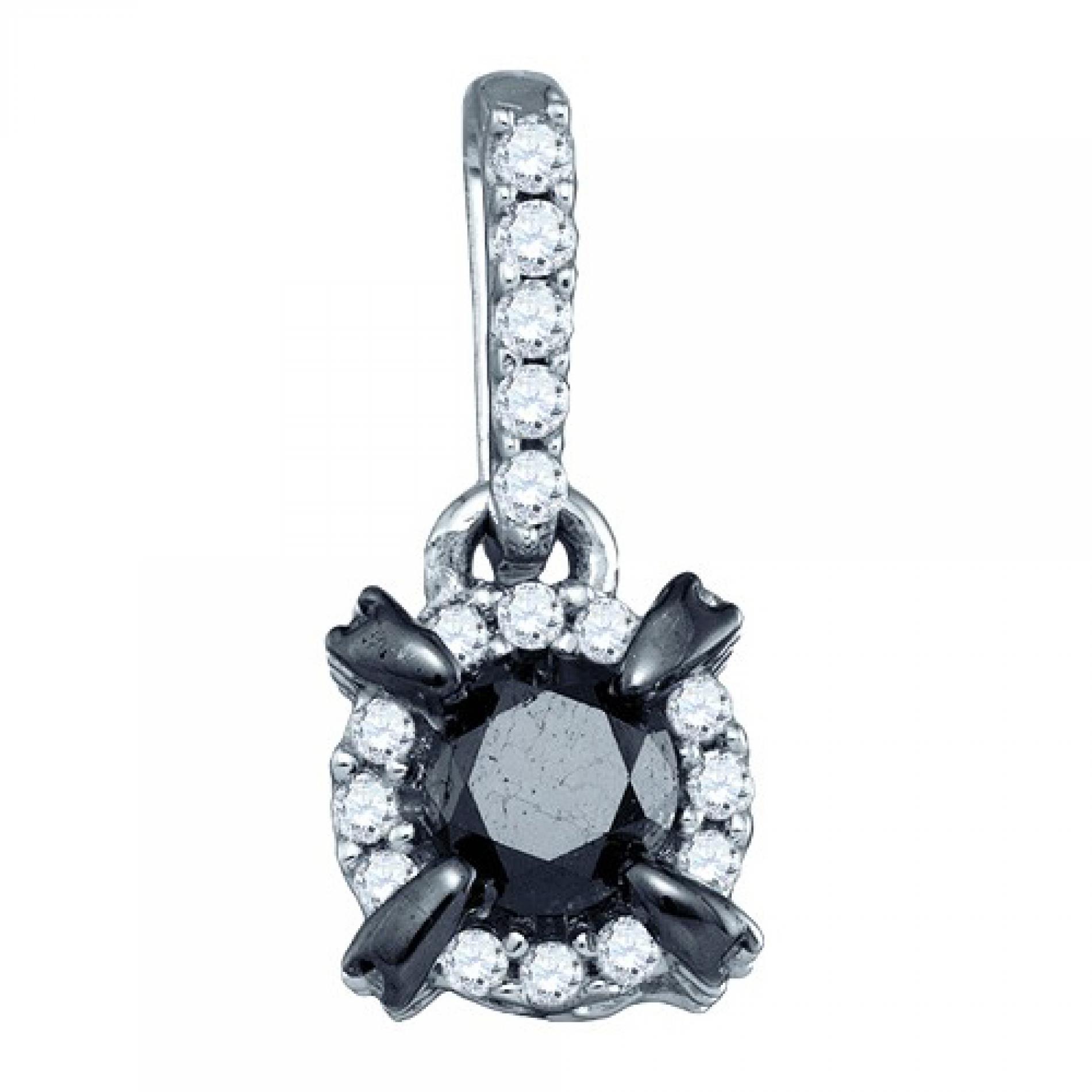 10k White Gold 0.29 CTW Black Diamond Fashion Pendant   0.825 gram    #556 83303