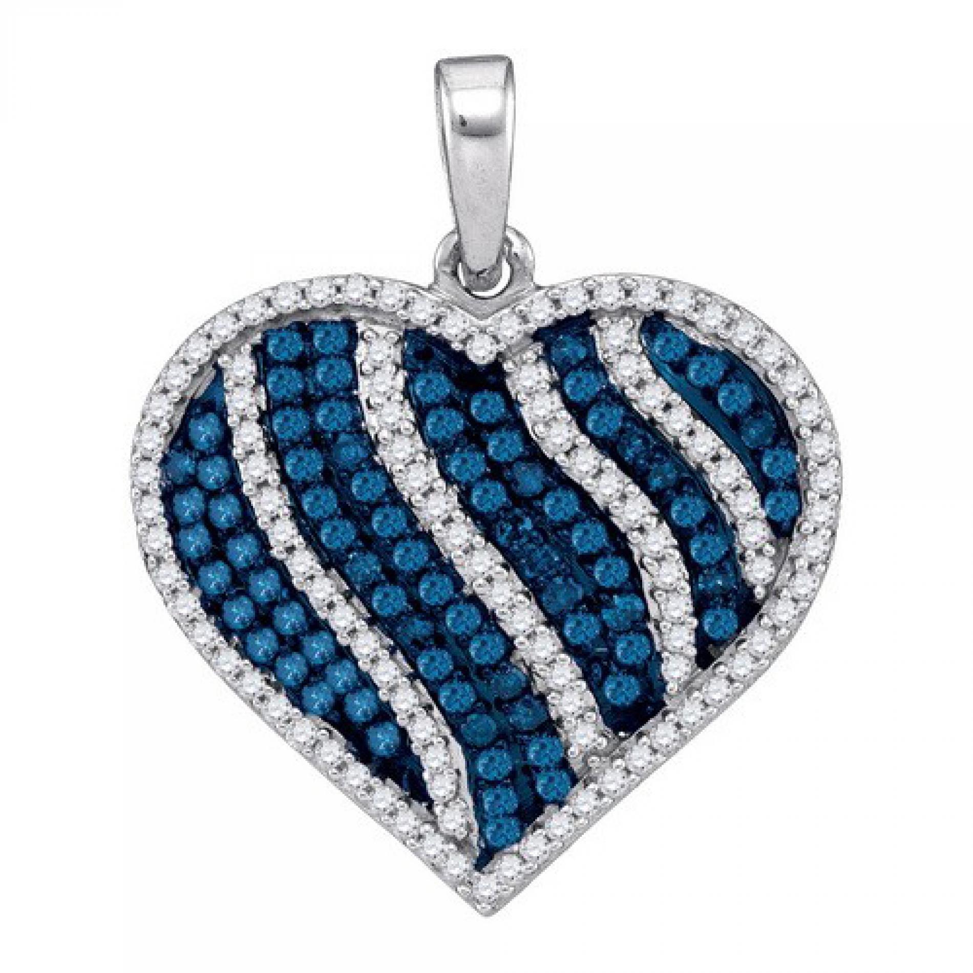 10k White Gold 1.50 CTW Blue Diamond Micro Pave Pendant   Size 2.835gram    #556 88723