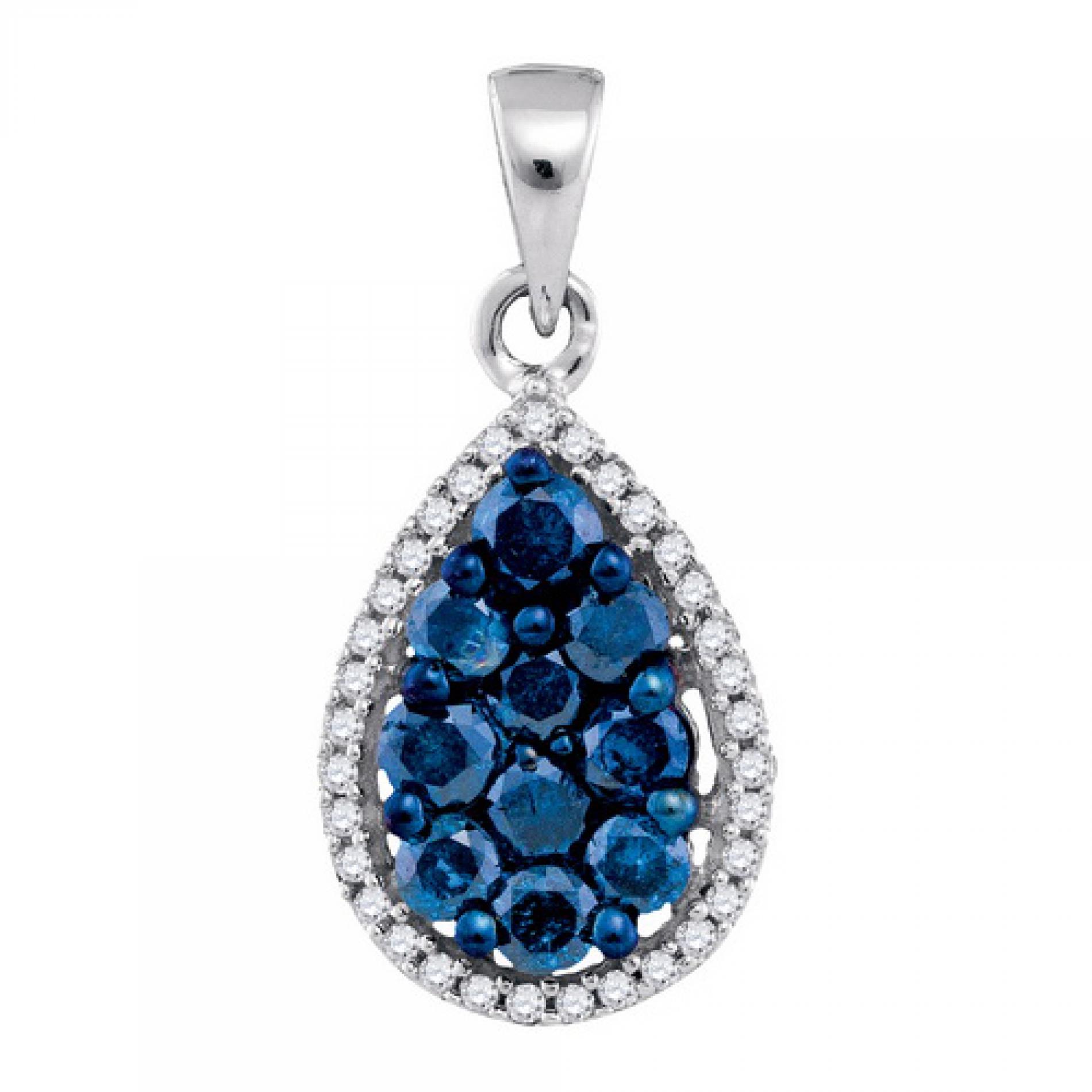 10k White Gold 0.81 CTW Blue Diamond Pear Pendant   1.395 gram    #556 85533