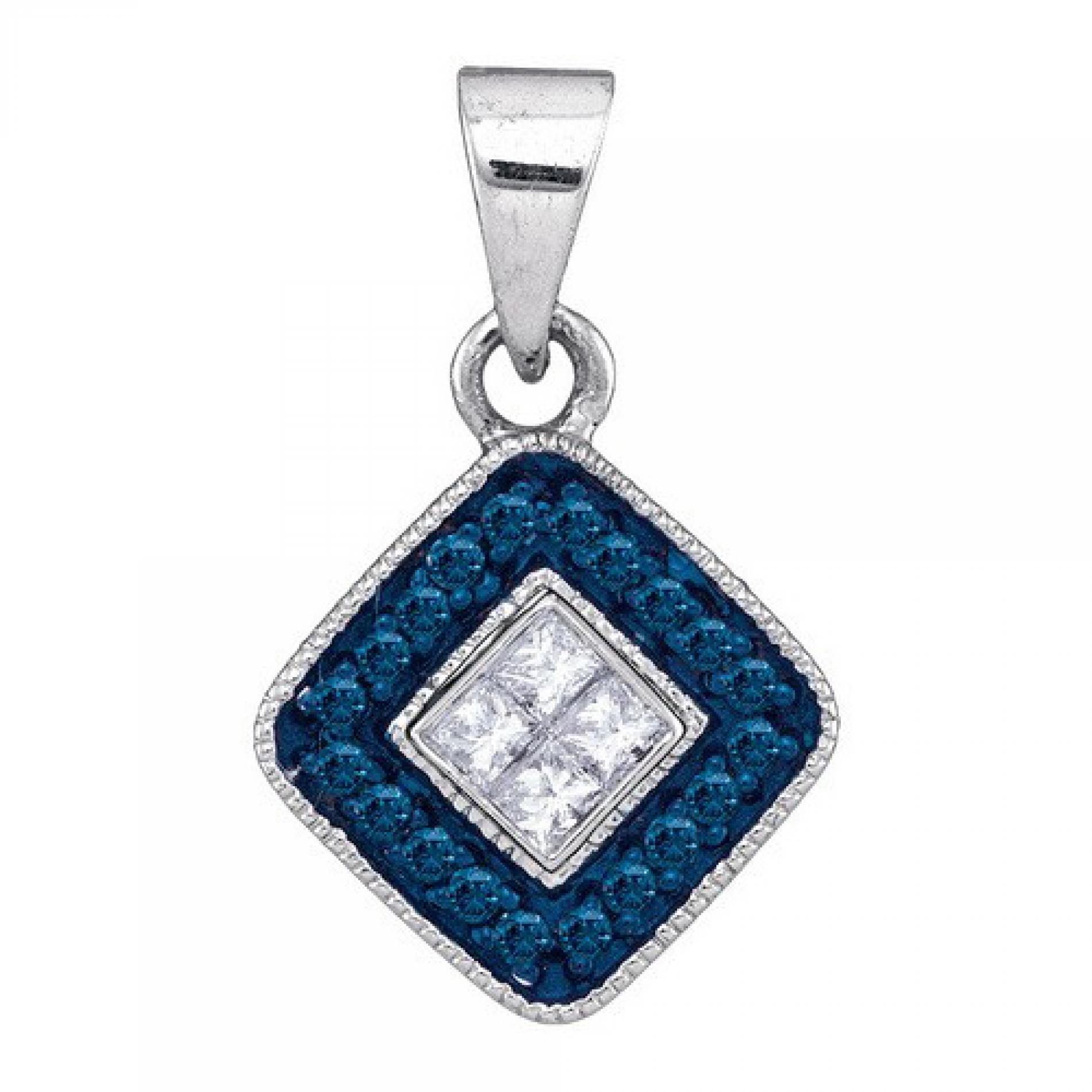 10k White Gold 0.22 CTW Blue Diamond Micro Pave Pendant   Size 1.04gram    #556 88695